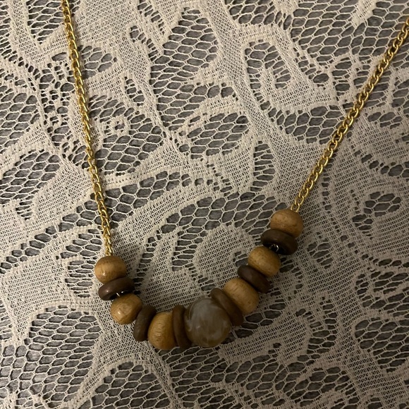 Vintage Gold and Brown Beaded Necklace - Picture 7 of 7